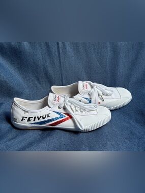 Feiyue Fe Lo 1920 x Poppy Canvas Shoes Womens Size 10 White Glitter